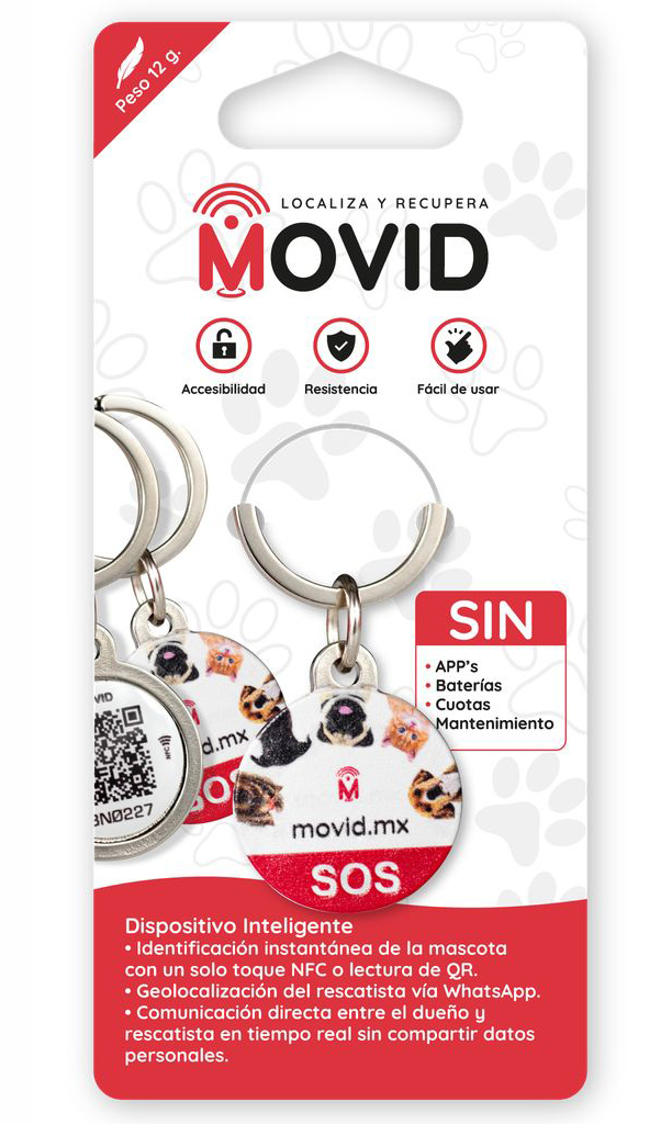 Dije inteligente NFC con localizador para mascotas